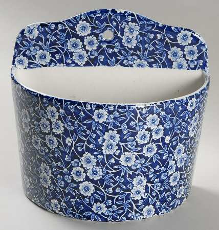 Calico Blue (Crownford Stamp) Wall Pocket Vase
