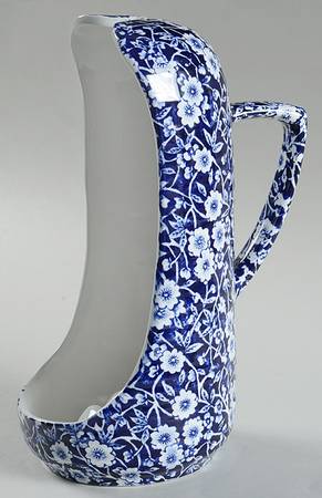 Calico Blue (Crownford Stamp) Handled Candleholder