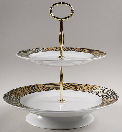 Jungle Beat 11 1/4"  2 Tier Footed Serving Tray (DP,SP,FR) HC