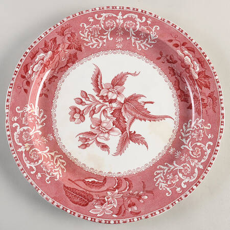 Pink Camilla (Scallop, New Stamp, Microwavable) 12" Chop Plate (Round Platter)