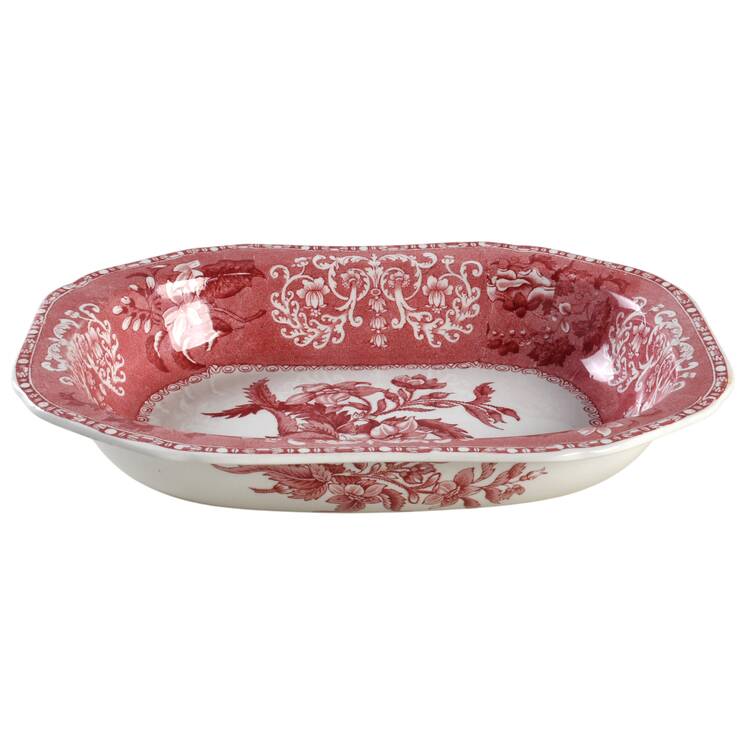 Pink Camilla (Scallop, New Stamp, Microwavable) 9" Oval Vegetable Bowl