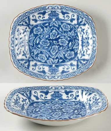 Blue Flowers 9" Oval Vegetable Bowl
