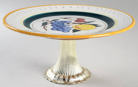 Fruit (Yellow Trim) Cake Stand with 4"-5" Metal Pedestal  Hc