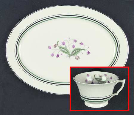 Coralbel (Winchester Shape, Platinum Trim) 12" Oval Serving Platter