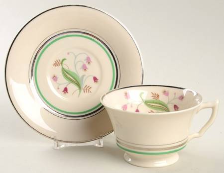 Coralbel (Winchester Shape, Platinum Trim) Footed Cup & Saucer Set