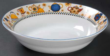 Tea Pots 9" Round Vegetable Bowl
