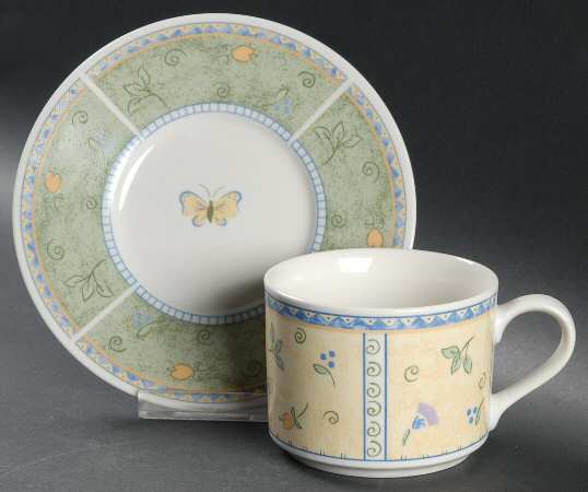 Papillon Flat Cup & Saucer Set by Sango