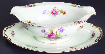 Dresdenia(Occupied Japan) Gravy Boat with Attached Underplate