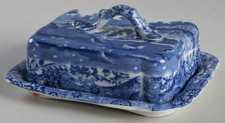 Blue Italian (Older) Rectangular Cheese Dish with Lid