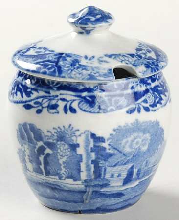 Blue Italian (Older) Mustard Jar & Lid