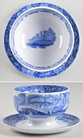 Blue Italian (Older) Mayonnaise with Attached Underplate, No Lid
