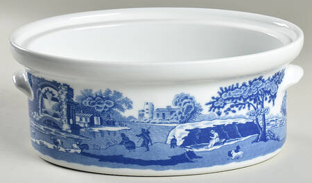 Blue Italian 2.5 Quart Oval Covered Casserole No Lid
