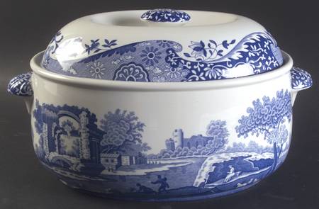 Blue Italian 3 Qt Oval Covered Casserole No Lid