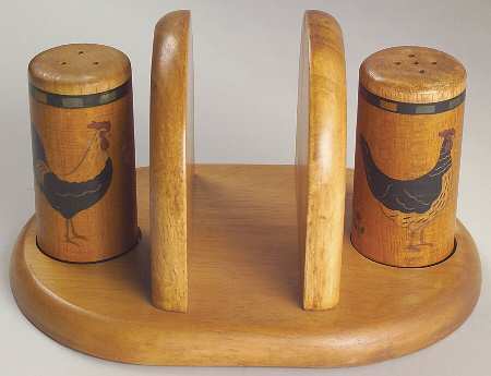 Country Quartet All Wood Napkin, Salt and Pepper Set with Tray