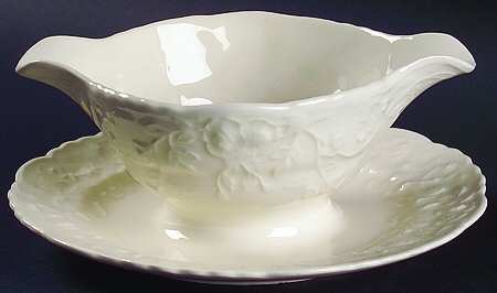 Rose Point Gravy Boat with Attached Underplate