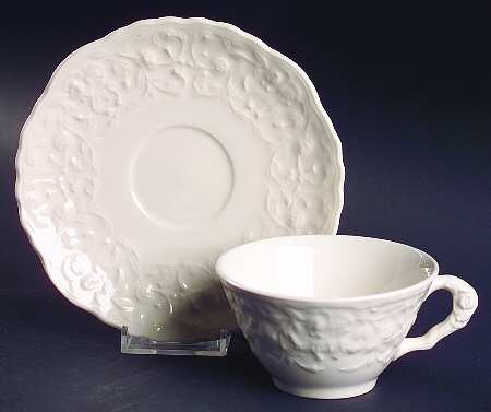 Rose Point Flat Cup & Saucer Set