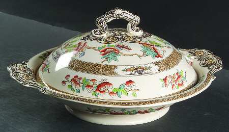Indian Tree (Rust, Green Blue (Smooth) Pancake Dish & Lid