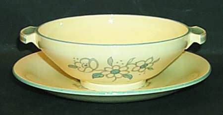 Anemone Footed Cream Soup Bowl & Saucer Set