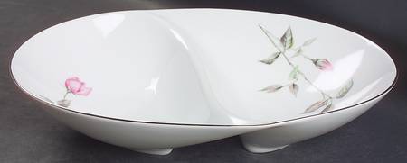 Dawn Rose 11" Oval Divided Vegetable Bowl