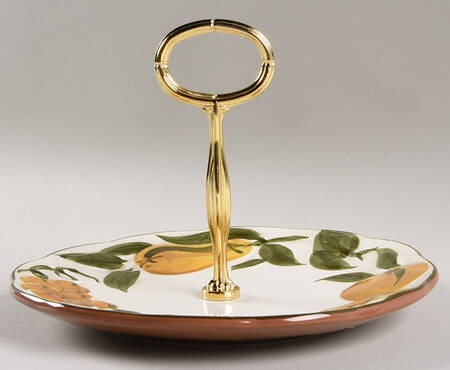 Sculptured Fruit Round Serving Plate with Handle (SP)