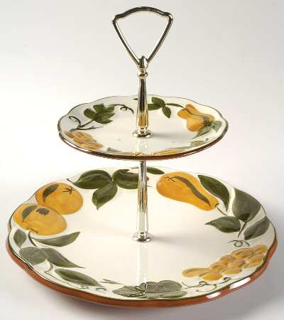 Sculptured Fruit 2 Tiered Serving Tray (Dinner&Bread/Butter Plate)