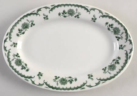 Chardon Rose Green 10" Oval Serving Platter by Shenango