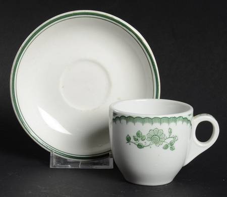 Chardon Rose Green Flat Demitasse Cup & Saucer Set