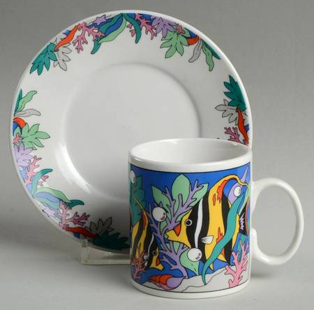 Deep Sea Flat Demitasse Cup & Saucer Set
