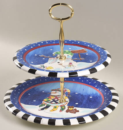 Winter 6 5/8"-10"  2 Tiered Serving Tray (Dp, Sp) HC