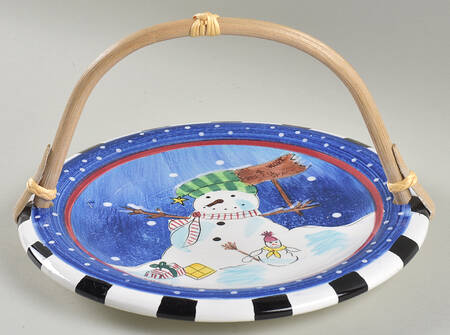 Winter 5 3/8"-5 5/8" Bamboo Handled Serving Plate  HC