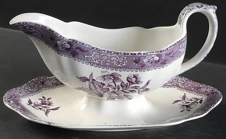 Camilla Purple Gravy Boat with Attached Underplate