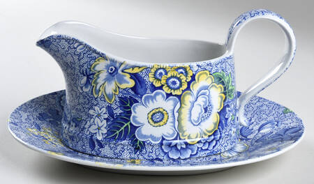 Blue Chintz Gravy Boat & Underplate
