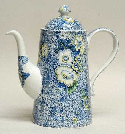 Blue Chintz Coffee Pot & Lid