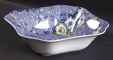 Blue Chintz Square Salad Serving Bowl