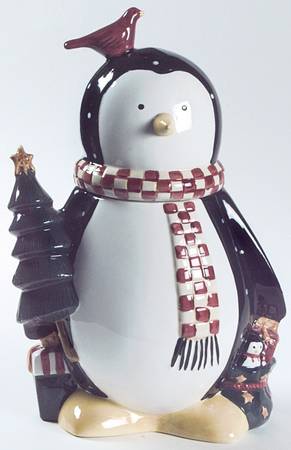 Penguins Sculpted Cookie Jar & Lid