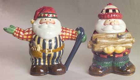 Woodland Santa Figural Creamer & Sugar Set
