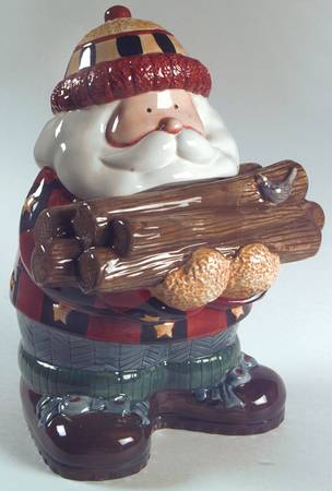 Woodland Santa Figural Cookie Jar & Lid