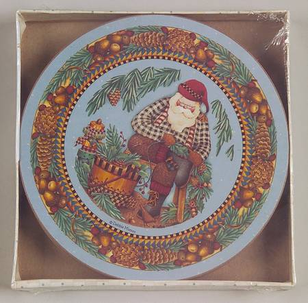 Woodland Santa 4-Piece Cork Back Round Coaster Set