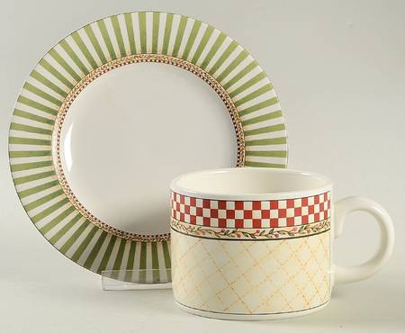 Christmas Topiary Flat Cup & Saucer Set