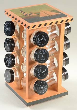 Coastal Breeze Spice Jar Set with Wood Lazy Susan