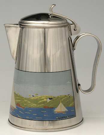 Coastal Breeze Metal Coffee Pot with Hinged Lid