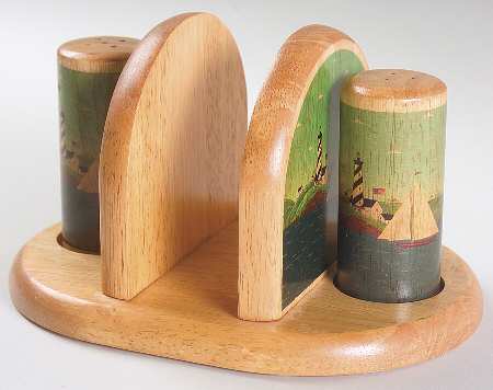 Coastal Breeze Wood Napkin Holder & Wood Salt and Pepper