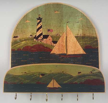 Coastal Breeze Wood Letter and Key Rack