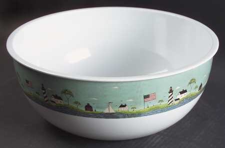 Coastal Breeze 12" Large Plastic Salad Serving Bowl