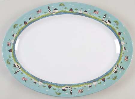 Coastal Breeze 15" Melamine Oval Serving Platter