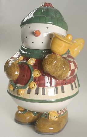 Snow Angel Village Sculpted Cookie Jar & Lid