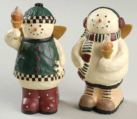 Snow Angel Village Figural Salt & Pepper Set with Lids