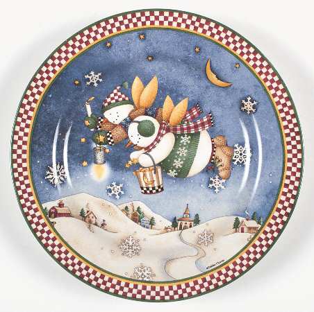 Snow Angel Village Salad/Dessert Plate by Sakura