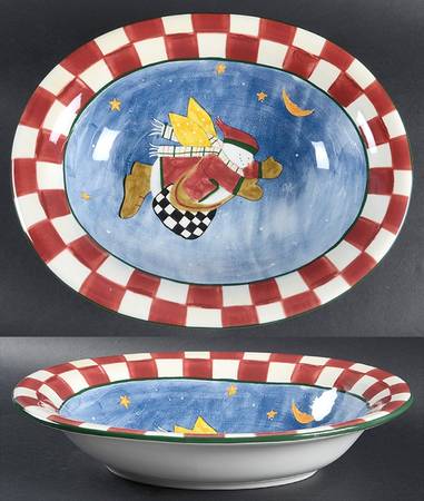 Snow Angel Village 14" Oval Serving Bowl