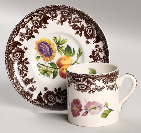 Woodland Garden Flat Demitasse Cup & Saucer Set
